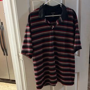 George Men's Polo with Black, Red, and White Stripes